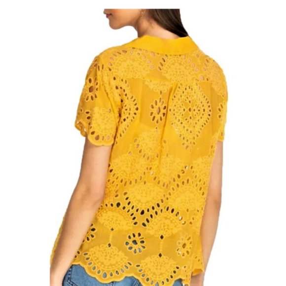 Johnny Was Embroidered Crochet Button-Up Blouse Sz-XL Peaceful Sunset - Picture 2 of 6